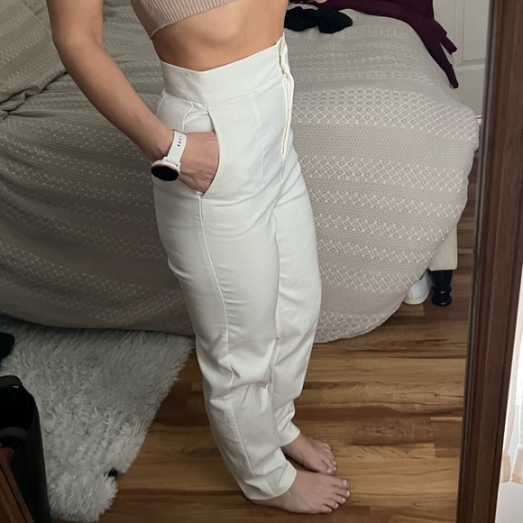 Zara pocket pant notched back High Waisted Pants trouser xs - Picture 2 of 9